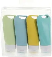 ELAYARD 4Pcs Travel Silicone Bottles Portable Lotion Dispenser for Cosmetics Leak Travel Storage Bottles Squeezable Containers for Shampoo and Conditioner