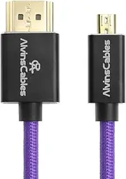 8K 2.1 Micro HDMI to HDMI Coiled Cable for Atomos Ninja V, 8K@60Hz 4K@60Hz High-Speed HDMI Cable for Sony A7RIII A7II A7M3, for Canon R5 M6, for FUJIFILM X-T4 X-T3, Braided Purple
