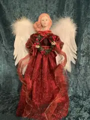 16 Inch Angel Tree Topper With Wreath. (A)