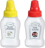 zzhugyin Mini Condiment Bottles,Mini Plastic Squeeze Bottle Honey/Ketchup/Sauce/Salad,Portable Mini Condiment Bottles Container for BBQ Lunch Box (Sauce+Salad Bottle)
