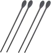 Shengsenfu Silicone Cooking Chopsticks, 2 Pairs Silicone Chopsticks and Spoons, Long Reusable Chopsticks, Coffee Mixing Spoon, Long Handle Chopsticks Drink Stirrers Bar Stirring Rod Stir Sticks