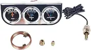 Car Triple Gauge Set Mechanical Chrome Plated 3 in 1 Voltage Oil Pressure Water Temperature Meter Kit DC10 to 15V with Chrome Plated Exterior Easy Installation and
