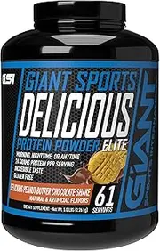 Giant Sports Products Delicious Elite Protein Powder, Peanut Butter Chocolate, 5lbs.