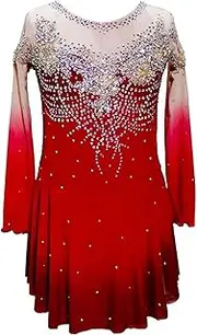[Zagitova] Ice Figure Skating Dress for Girls with Shiny Rhinestone Women Long Sleeve Competition Performance Outfits