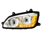 Chrome LED Headlight-LED Turn Signal-LED Position Light Bar f/ Kenworth - Driver