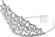 Beauty Pageant Crown Princess Crown The Crown Crystal Tiara Crowns Bride Tiara Headpiece with Comb Rhinestone Tiara Tiaras for Women Vintage Tiara Wedding Crown Silver Glass Hohopeti