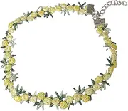 [DEARMAMY] Flower Collar Choker Trendy Necklace Turquoise Necklace Bracelet Beads Charm Beaded Turquoise Jewelry Snake Charms Leaf Bracelets Gemstone Ring Jewelry Locket Yellow