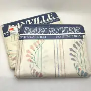 NEW Vintage DAN RIVER "Freesia" Floral Twin Flat Sheet [Set of 2] SEALED (1985)