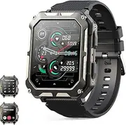 1.83" Military Smart Watches for Men with Bluetooth Call, Activity Tracker with 123 Sports Modes, IP68 Waterproof, Men's Smartwatch with Heart Rate Blood Pressure AI Voice Assistant (Black)