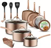 14-Piece Non Stick Kitchen Cookware Set W/Saucepan, Frying Pans, Cooking Pots, D
