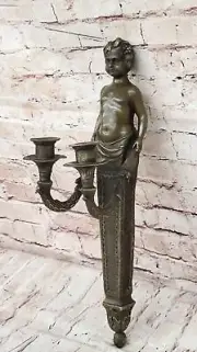 Handcrafted Bronze Torch Sconce Candelabra candlesticks detailing Sculpture Deal