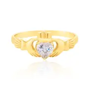 9ct Yellow Gold Heart Wheat Cubic Zirconia Ring