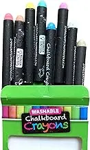 Imagination Starters Chalkboard Crayons - 8 colors- no dust, low mess, wet wipe-able, clean, washable, great for vinyl, glass, chalkboard labels
