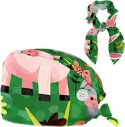 [YTYVAGT] Scrub Caps Women,Scrub Hats Suitable for Women,Farm Cartoon Animal Grass