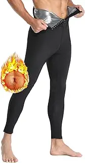 [Bauffs] Men's slimming training pants, high-waisted tights, thermal shaping pants, sauna sports shorts,Silver,L/XL