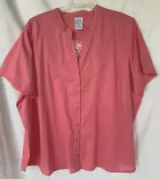 ONLY NECESSITIES..COTTON..SHORT SLEEVE..PEACH..BLOUSE / TOP..NWT ..PLUS 2X