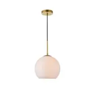 Living District Baxter 1 Light Pendant, Brass/Frosted White, 9.8" - LD2213BR