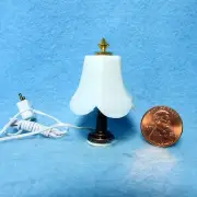 Dollhouse Miniature 12v Table Lamp with Bronze Base & White Shade ~ T8642