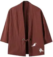 [Souchi] Crane Embroidery Haori Kimono Harajuku Japanese Style Plus Size Men Costume Yukata Asian Clothes Cardigan Women Jacket