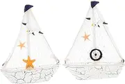 CORHAD 2pcs Wooden Sailing Boat Decor Mediterranean Style Nautical Themed Sailboat Models for Home Office Boys and Girls Room and Coastal Decorations High-end Craft