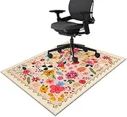 Office Chair Mat for Hardwood Floor Floral Flower 48"x60" Computer Gaming Chair Mat Anti-Slip Rugs Floor Protector for Rolling Chairs Under Desk Rug for Home