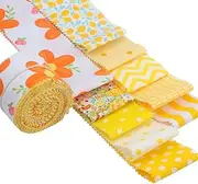 CraftsFabrics 20pcs 2.36 x 39.37'' 100% Cotton Pre-Cut Jelly Rolls Strips Fabric for Quilting, Scrapbooking, Sewing, Arts & Crafts, Patchwork, Collage (Yellow)