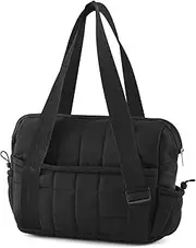 Abbylike Quilted Mini Gym Bag for Women Puffer Bag with Wet Compartment Waterproof, Cute Tote for Women Sport Travel