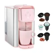 Pink Coffee Maker 3-in-1 Single Serve Coffee Machine, For Flat Bottom Coffee ...