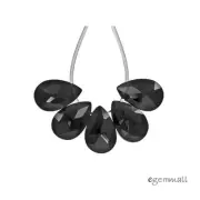 8 Cubic Zirconia Flat Pear Briolettes Beads 6x9mm Jet Black #64105