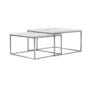Karma Square Coffee Table Set - Marble White