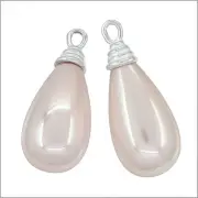 2 Sterling Silver Pink Shell Pearl Dangle Drop Charm Earring Beads 10x24mm 98010