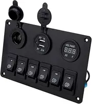 12-24V 6 Gang Car Marine Boat Circuit Board Voltage Display Switch Control Panel Compact Control Electronic Equipment Board Car Instrument Cluster