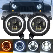 2X 7" Round LED Halo Headlight Hi/Lo DRL + Bracket for Jeep Wrangler JK LJ TJ CJ (for: Jeep)