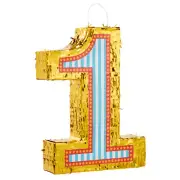 Small Circus Themed Number 1 Pinata for First Birthday Party, 16.5 x 13 x 3 In
