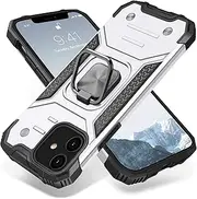 [OTOFLY] for iPhone 12/12 Pro Phone Case, Protective Shockproof Rugged Military Grade Drop Protection Phone Mobile Cover with Kickstand - Silver