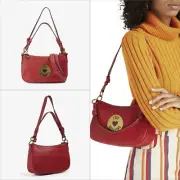 Love Moschino Shoulder Bag Crossbody Textured Leather Gold Red NWT Dustbag