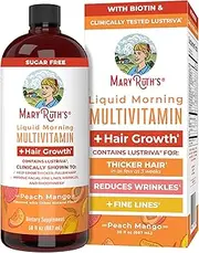 MaryRuth's Liquid Multivitamin + Lustriva® Hair Growth for Women| Biotin 10000mcg | Vitamin D | B Vitamins | Clinically Tested for Thicker Hair, Wrinkles, Fine Lines, Skin Care | Ages 18+ | 30 Fl Oz