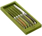Laguiole Natura 6 Steak Knive Set & Wood Tray NIB