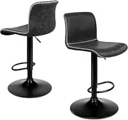 [ALFORDSON] 2pcs Bar Stool PU Leather Kitchen Barstools with Swivel Seat in 59-81cm Adjustable Height Home Bar Vintage Fabric Counter Dining Chairs with Footrest & Floor Protector (Remy Dark Grey)