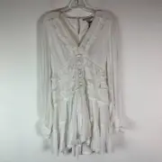 AllSaints NWT White Zora V-Neck Ruffled Mini Dress Size 6