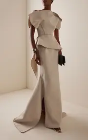 [Maticevski] Snaking Bonded-Crepe Maxi Skirt