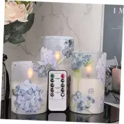 Hydrangea Glass Flameless Candles with Remote Timer Battery Operated LED