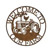 Willow & Silk Welcome To Our Farm Round Laser-Cut Wall Art - Rustic 60cm