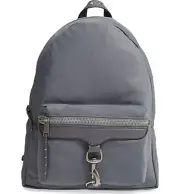 NEW REBECCA MINKOFF Always On MAB Large Nylon Backpack GREY Silver HW AUTHENTIC