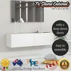 Wall Mounted TV Cabinet 2 Door White Entertainment Center Floating Display Stand
