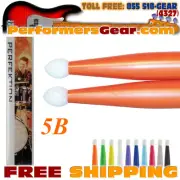 Perfektion Pair Orange [5B] Color Nylon Tip Drumsticks (Available in 5 sizes)