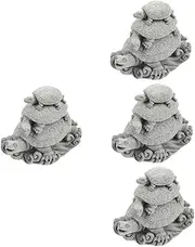 GANAZONO 4pcs Turtle Decoration Mini Turtle Sculptures Three Tier Tortoise Statue Fish Aquarium Decoration Micro-Landscape Turtle Little Northern Lion to Stack Sandstone Three Generations