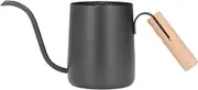 Black Stainless Steel Long Spout Drip Kettle Gooseneck Pour Over Coffee Pot with Wooden Handle 350ml for Home
