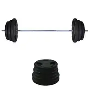 95kg Rubber Coated Ez Grip Cast Iron Weight Plate + 150cm Barbell Bar Weight Set