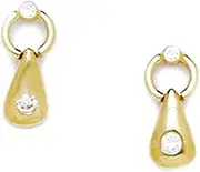 [JewelryWeb] 14k Yellow Gold CZ Simulated Diamond Fancy Screw Back Earrings 11x5mm Stud Earring for Women